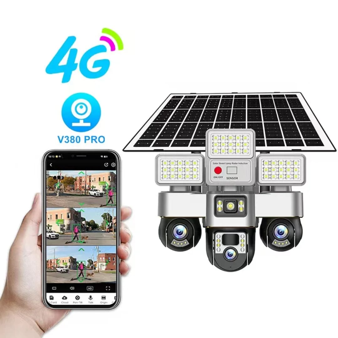 4G Solar PTZ Security Camera with Flood Lights